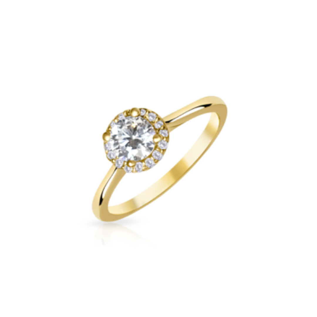 Bague Halo Classique en or 14K - 18K et diamants 0,6 ctw