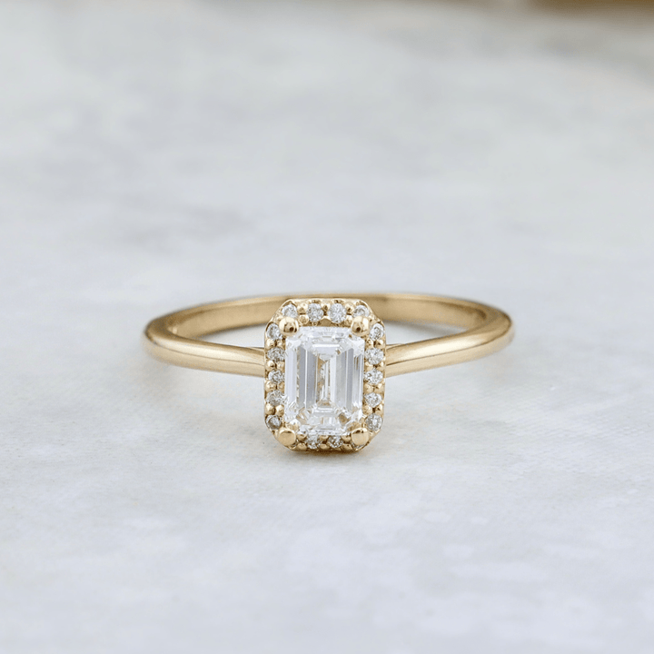 Mathieu Blanchard Bagues Bague Halo Émeraude en or 14K - 18K et diamant 0,6 ctw
