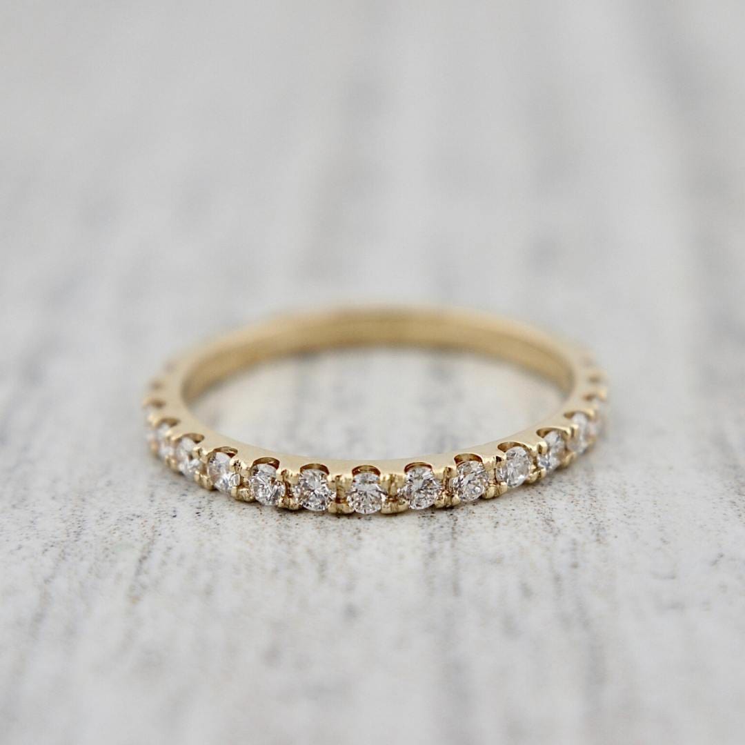Bague - Or 14K blanc semi-éternité motif pavé de diamants naturels 0.65CT - RIGD162 main image 0