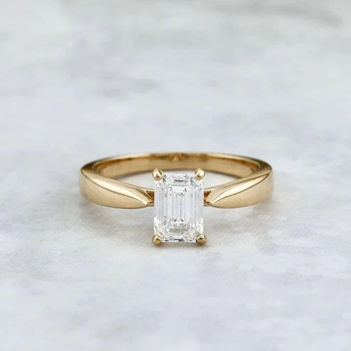 Mathieu Blanchard Bagues Bague solitaire Émeraude en or 14K - 18K ou platine et diamant 1 ct