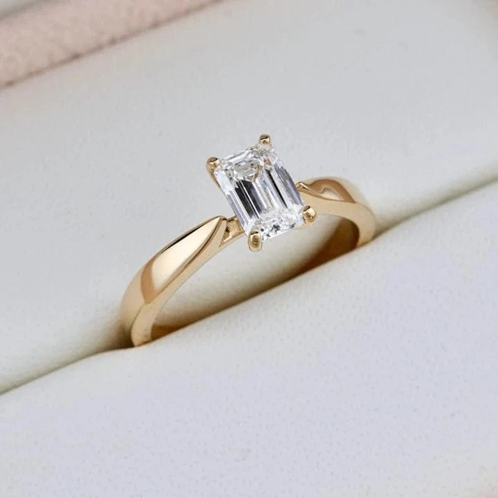 Mathieu Blanchard Bagues Bague solitaire Émeraude en or 14K - 18K ou platine et diamant 1 ct