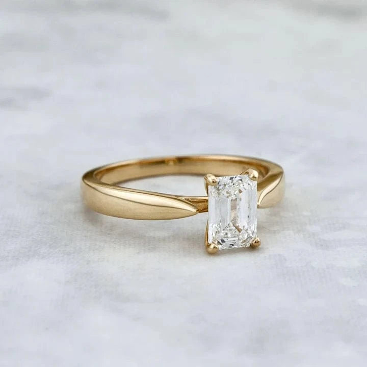 Mathieu Blanchard Bagues Bague solitaire Émeraude en or 14K - 18K ou platine et diamant 1 ct