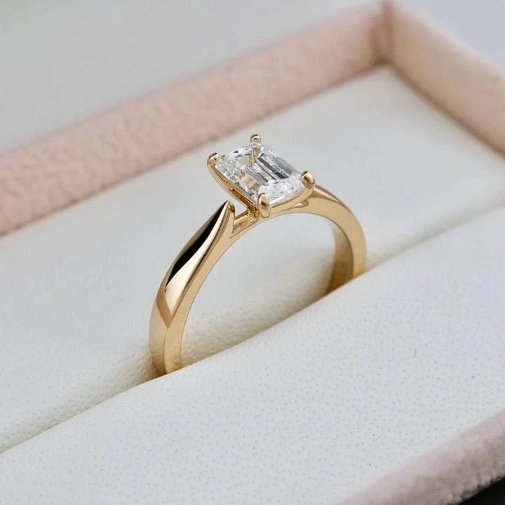 Mathieu Blanchard Bagues Bague solitaire Émeraude en or 14K - 18K ou platine et diamant 1 ct