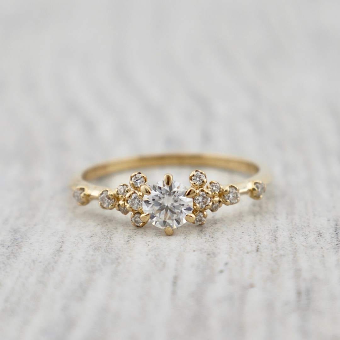 Mathieu Blanchard Bagues Bague solitaire Nuage en or 10K et moissanites