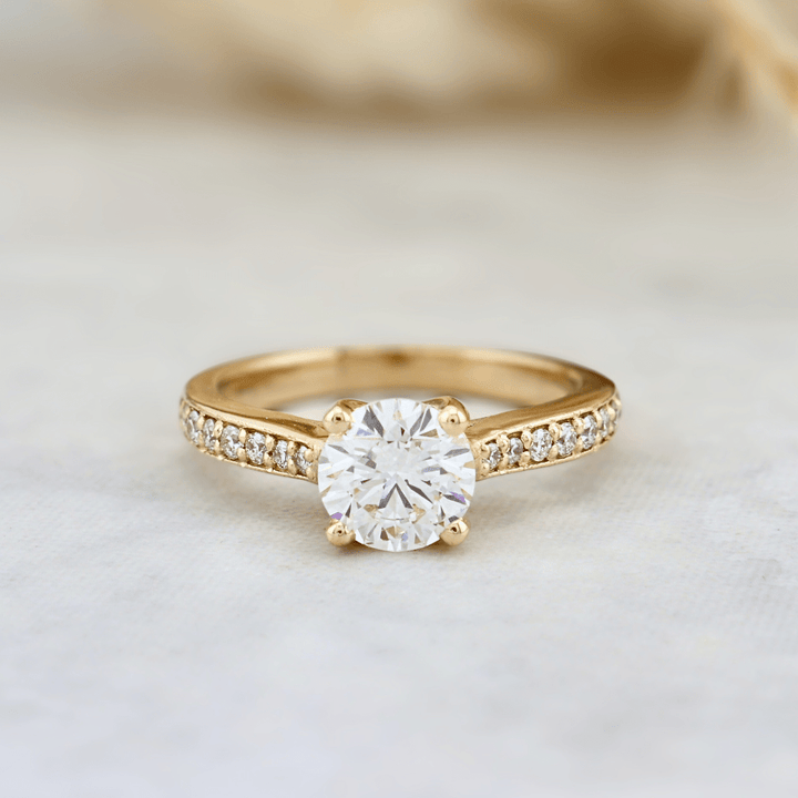 Mathieu Blanchard Bagues Bague solitaire Pavé en or 14K - 18K ou platine et diamant 1 ct
