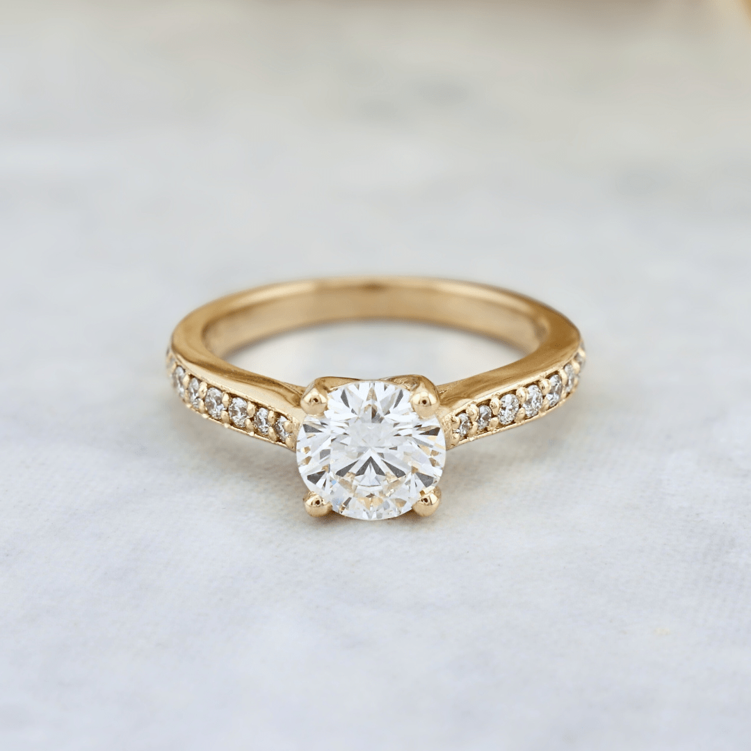 Mathieu Blanchard Bagues Bague solitaire Pavé en or 14K - 18K ou platine et diamant 1 ct