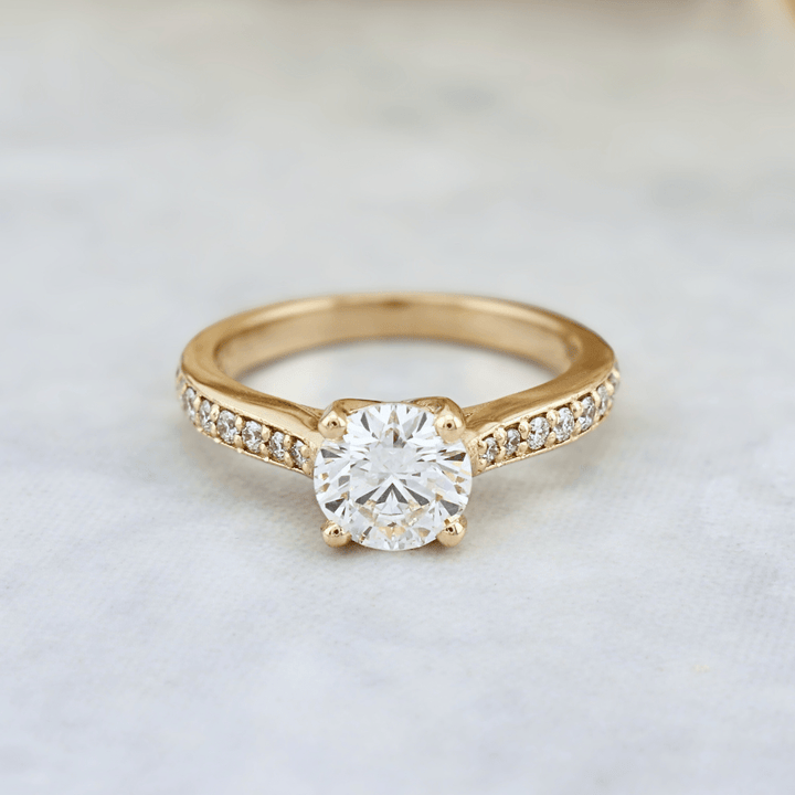 Mathieu Blanchard Bagues Bague solitaire Pavé en or 14K - 18K ou platine et diamant 1 ct