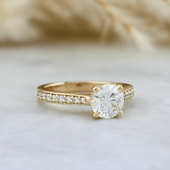 Mathieu Blanchard Bagues Bague solitaire Pavé en or 14K - 18K ou platine et diamant 1 ct