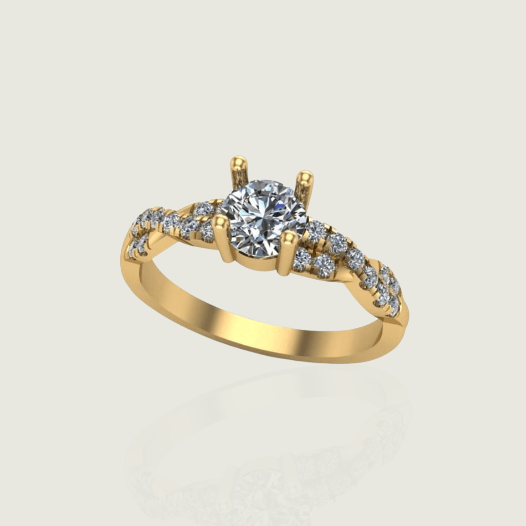 Mathieu Blanchard Bagues Bague solitaire Torsade en or 14K - 18K ou platine et diamant 0,5 ct