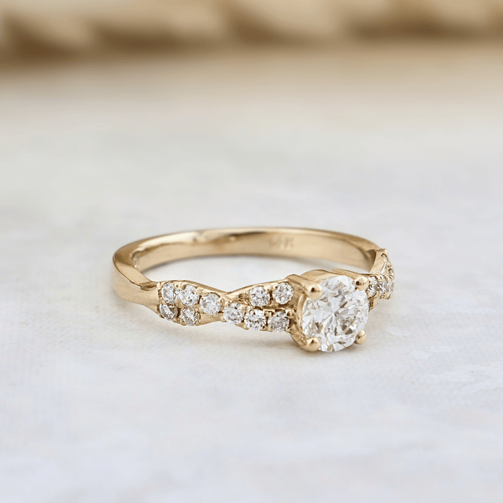 Mathieu Blanchard Bagues Bague solitaire Torsade en or 14K - 18K ou platine et diamant 0,5 ct