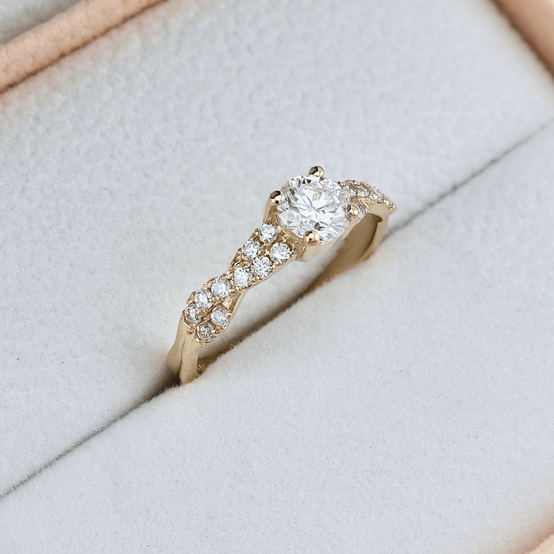 Mathieu Blanchard Bagues Bague solitaire Torsade en or 14K - 18K ou platine et diamant 0,5 ct