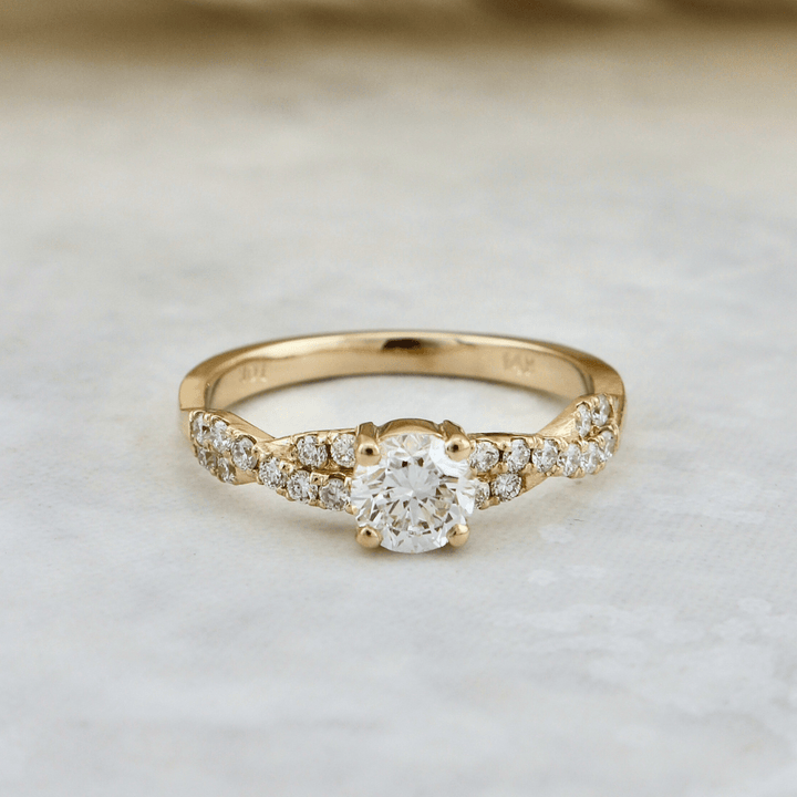 Mathieu Blanchard Bagues Bague solitaire Torsade en or 14K - 18K ou platine et diamant 0,5 ct