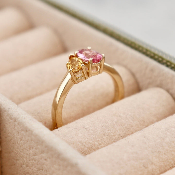 Mathieu Blanchard Bagues Bague Toi&Moi en or 14K - 18K, citrine et tourmaline