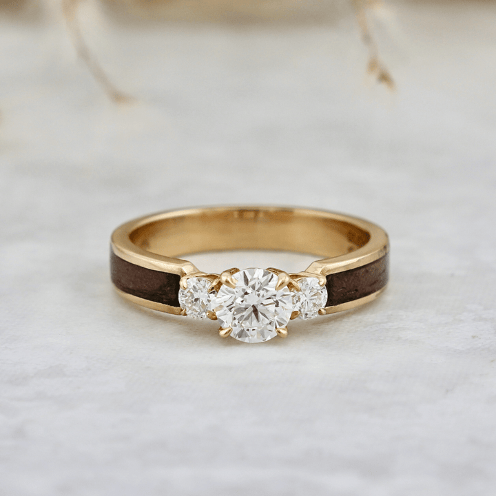 Mathieu Blanchard Bague Trinité en bois et diamants 0,80 CTW
