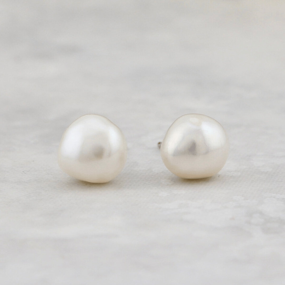 Boucles D'oreilles Argent Perles Des Mers Du Sud Baroques - Fait Main, Référence #1551