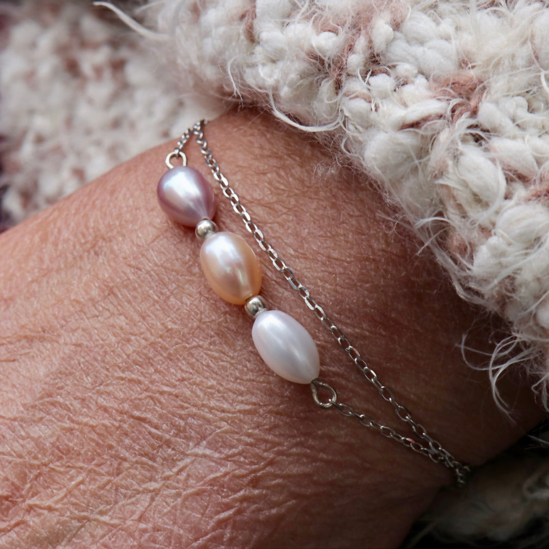 Mathieu Blanchard Argent sterling / 7 pouces + 1.5 pouces d’extension Bracelet de perles Harmonie et argent sterling