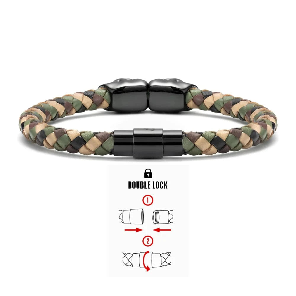 SkeletonHD Bracelets Bracelet Double tête de mort en cuir