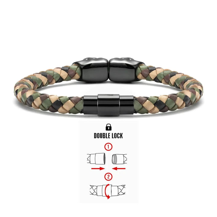 SkeletonHD Bracelets Bracelet Double tête de mort en cuir