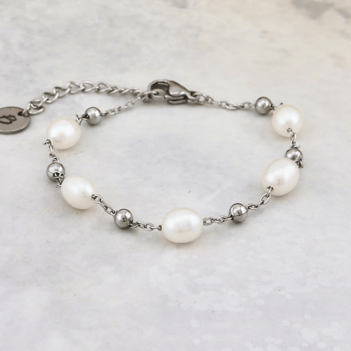 Mathieu Blanchard Bracelets Bracelet en acier et perles baroques