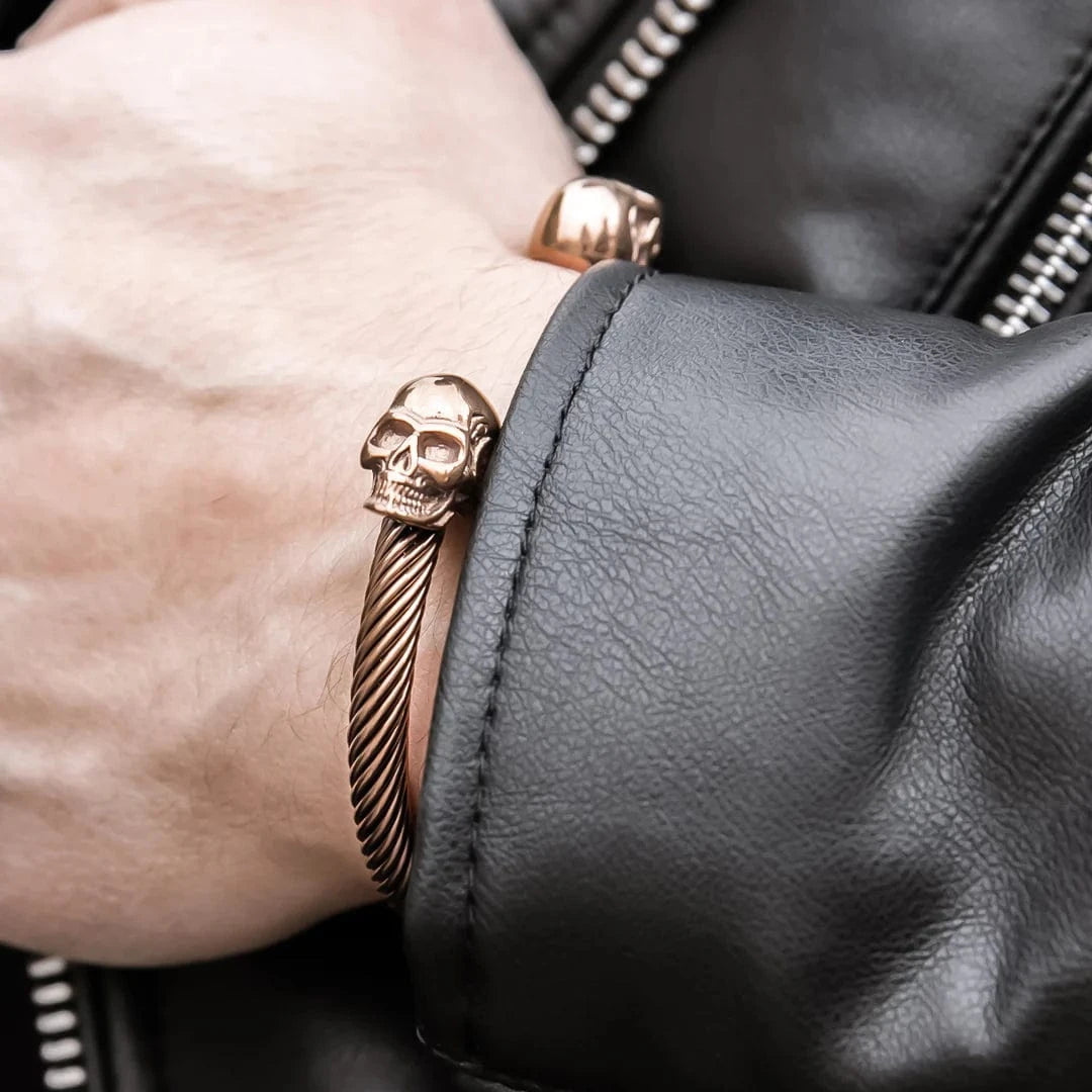 Bracelet Manchette Tête de Mort en Argent | Bijouterie MBH