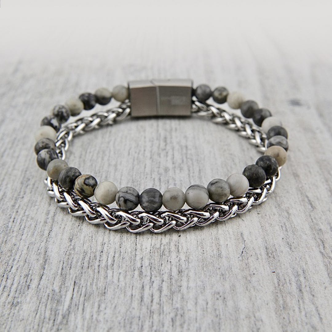 Mathieu Blanchard Bracelets Bracelet Stone en acier et jaspe