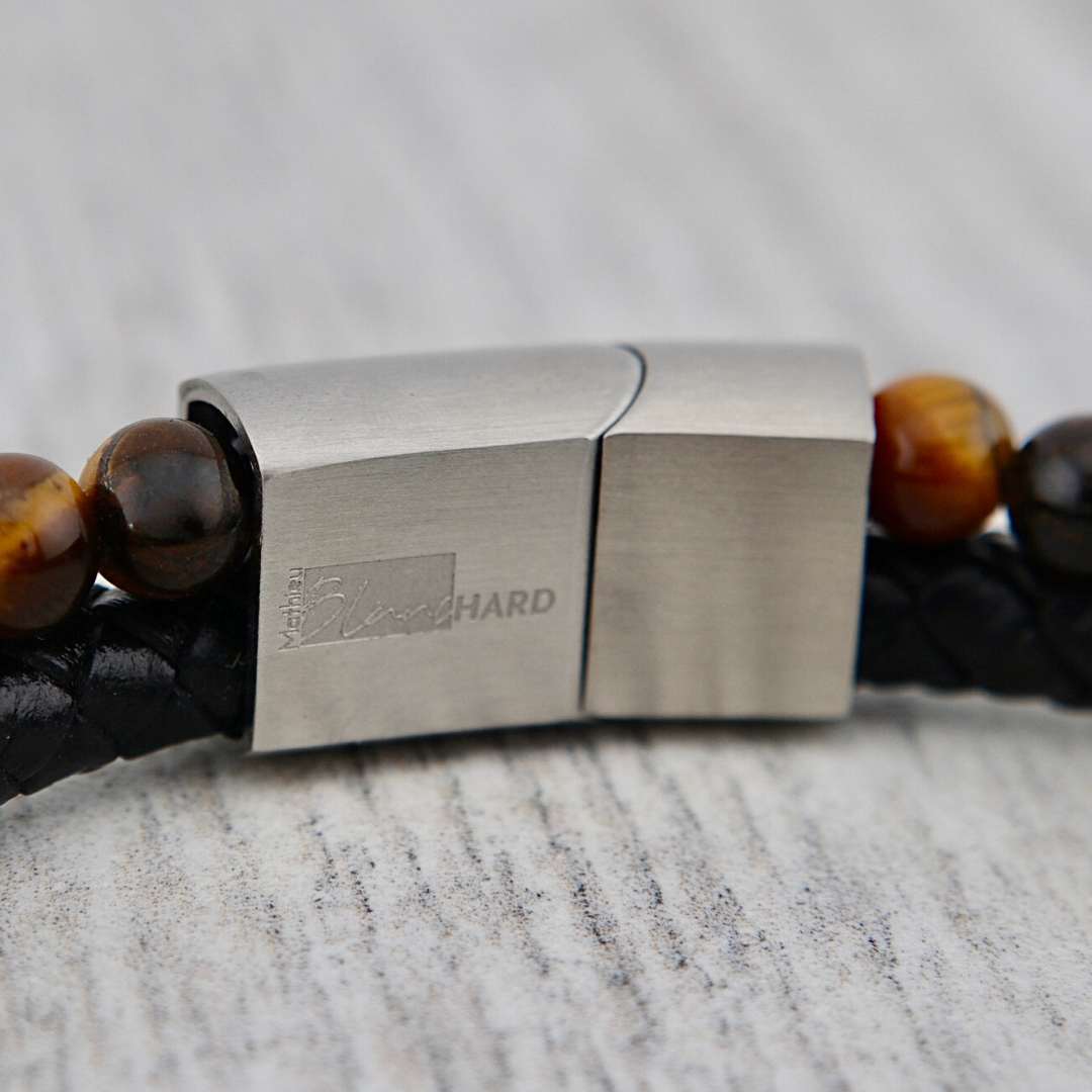 Mathieu Blanchard Bracelets Bracelet Stone en acier et oeil de tigre