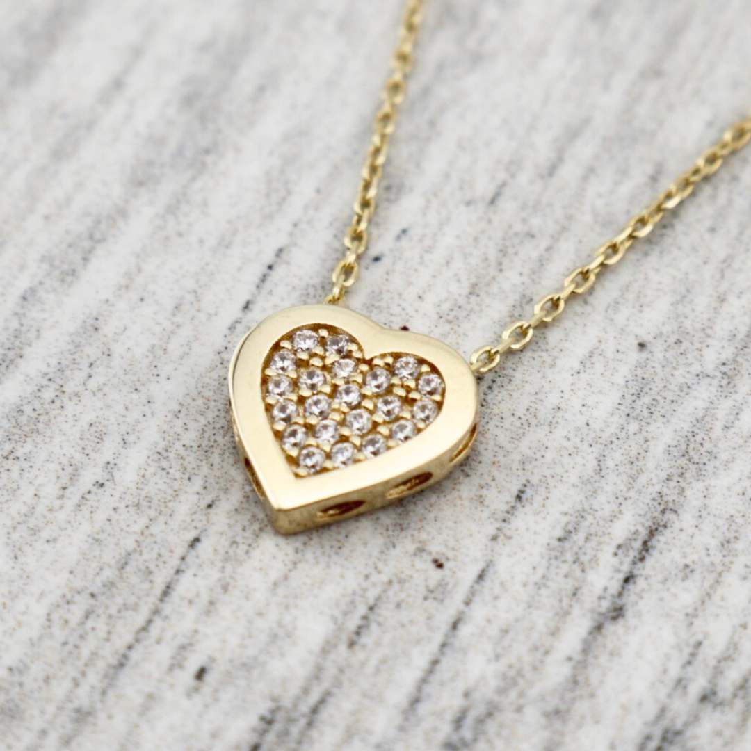 Collier Vintage 10 Rangs Cœur Doré - Pendentif Amour Ancien 1863 - Occasion Patiné