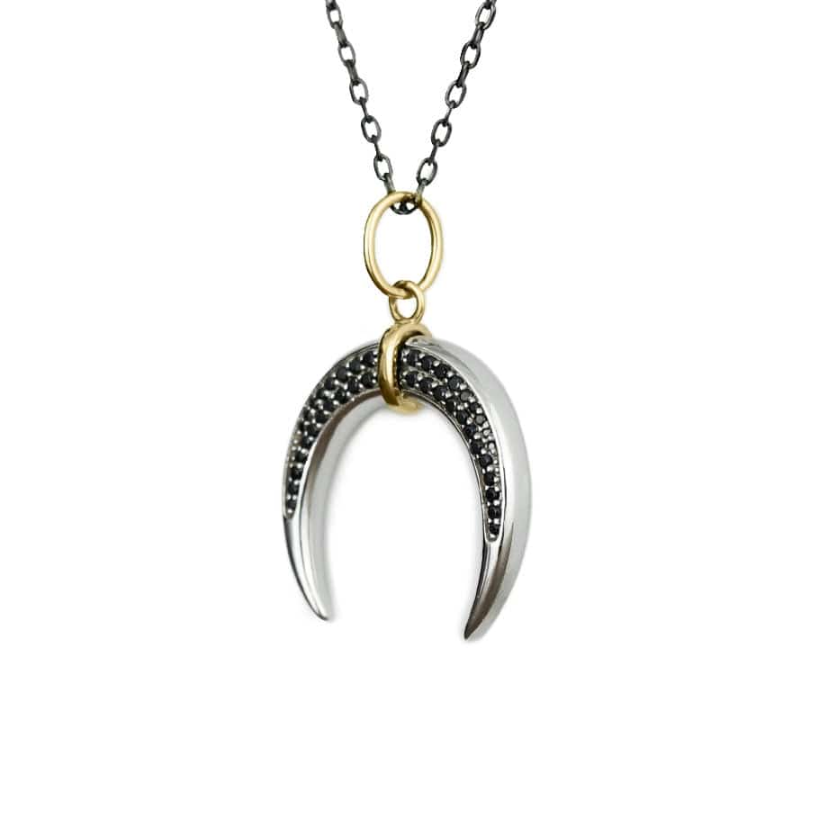 Mathieu Blanchard Collier Corne en argent sterling, or 14K et saphirs noirs