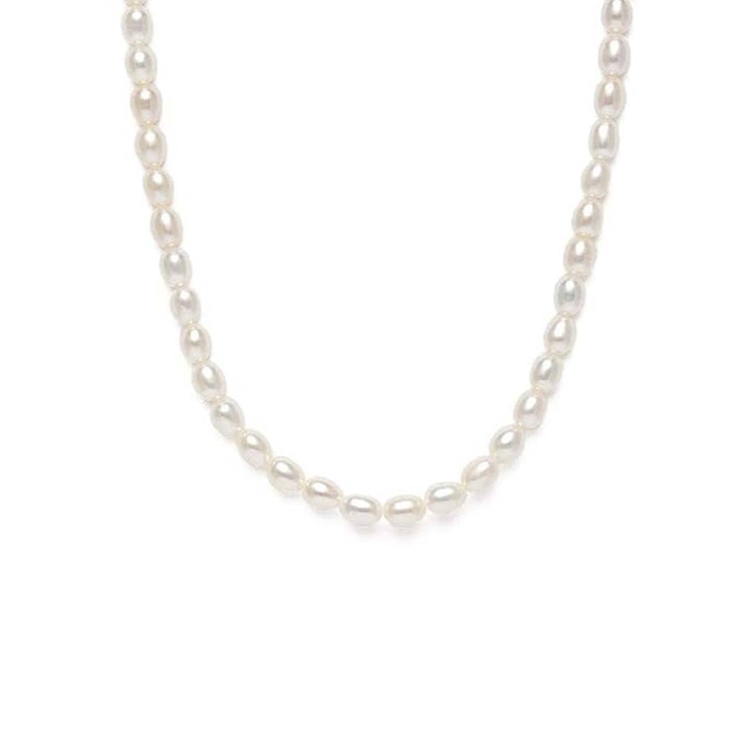Mathieu Blanchard Argent sterling / 16 pouces + 1.5 pouces d’extension Collier de perles de riz et argent sterling