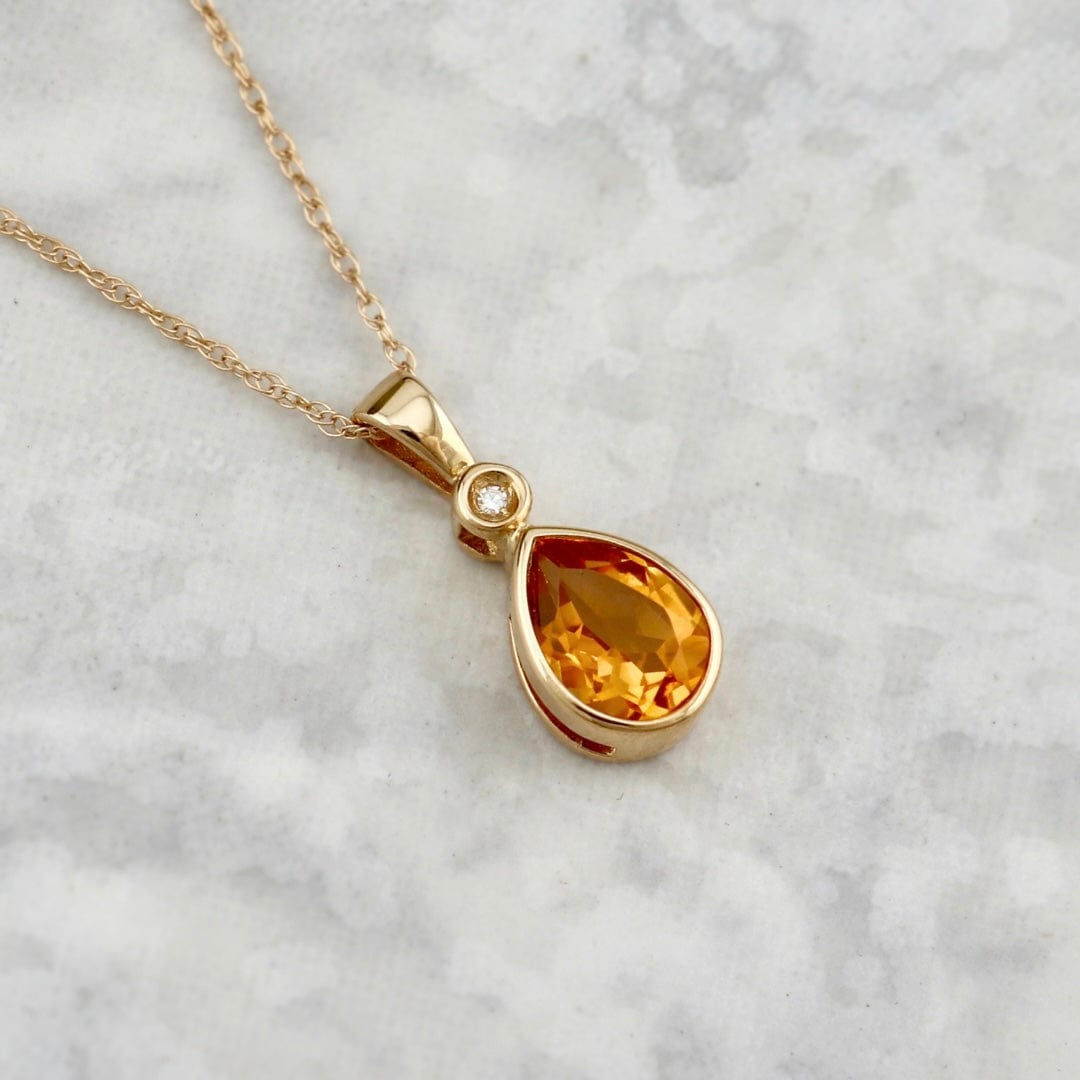 10K Gold, Pear-Shaped Citrine and Diamond Necklace | Mathieu Blanchard –  Mathieu Blanchard Joaillerie