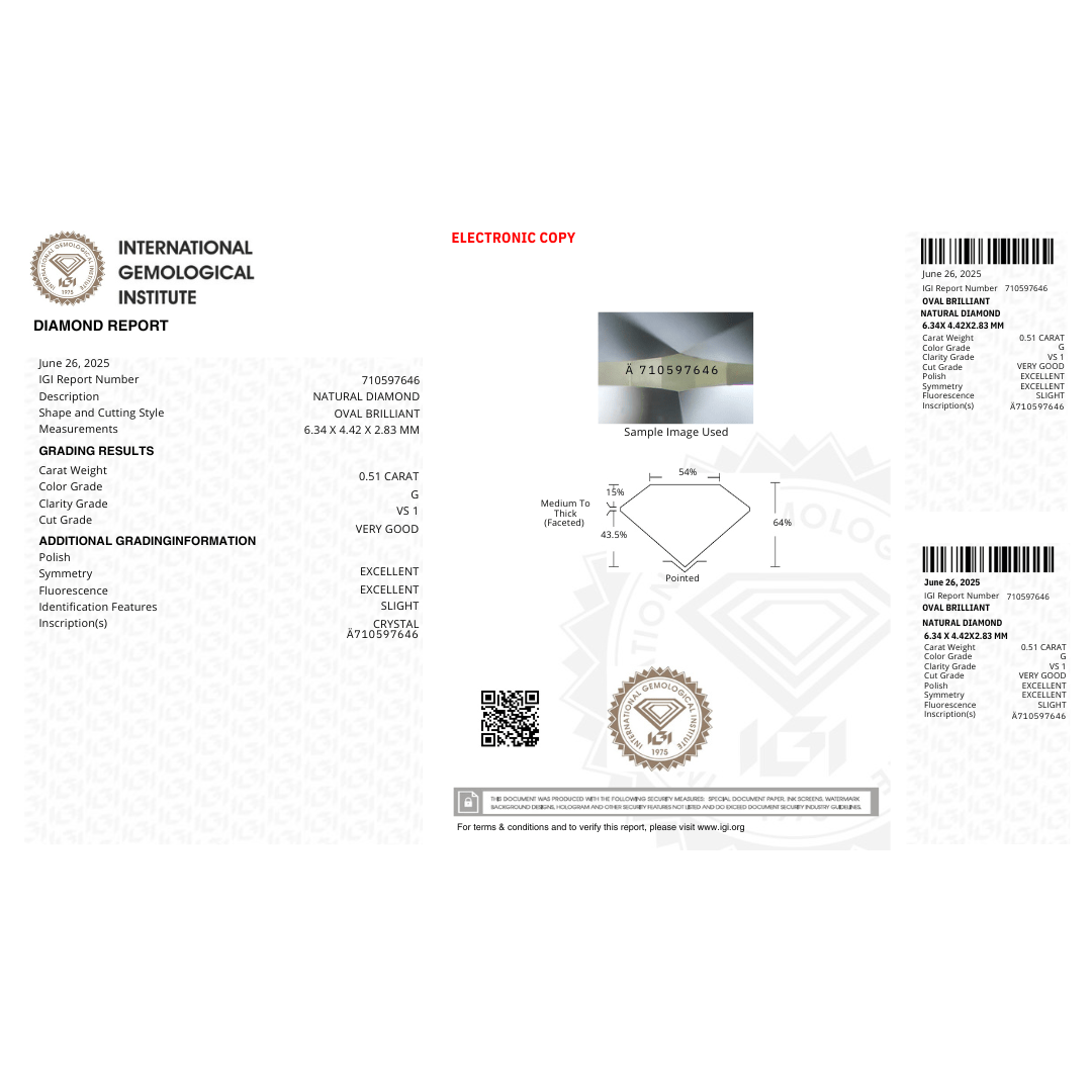 Mathieu Blanchard Diamant Naturel Taille Oval 0,51 ct G VS1