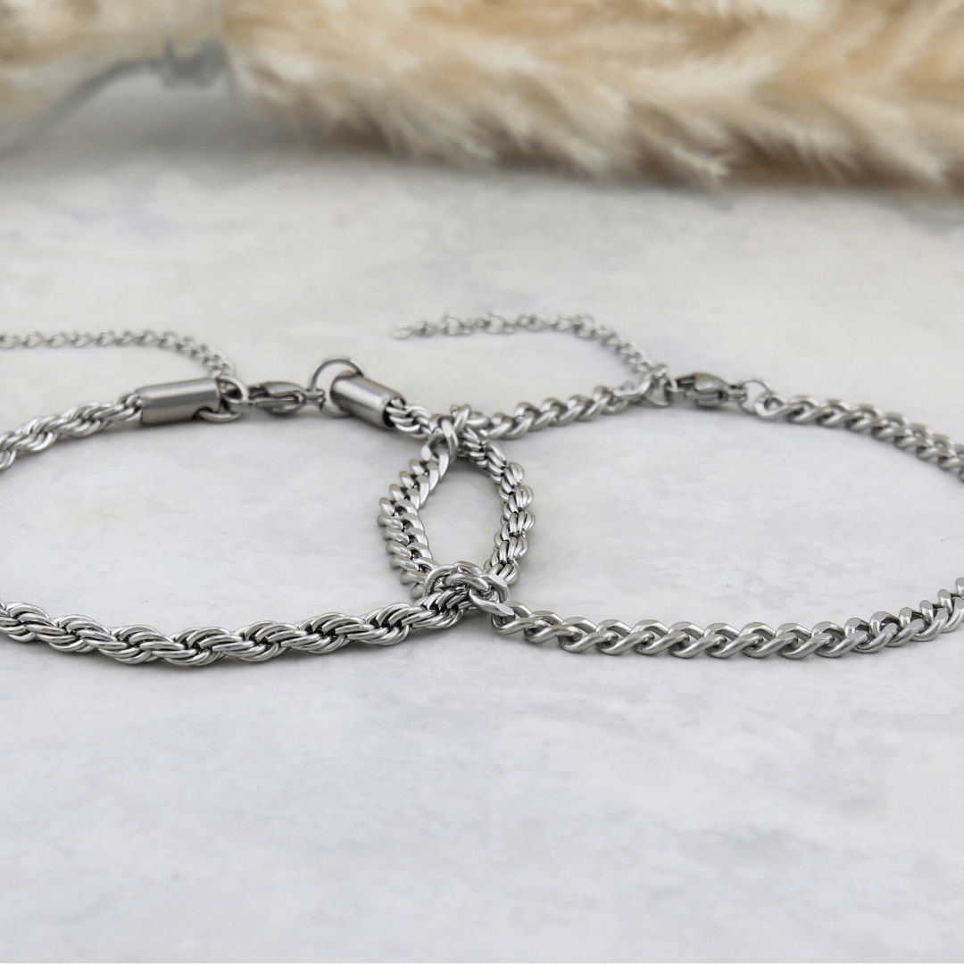 Mathieu Blanchard Bracelets Duo de bracelets Torsade & Gourmette en acier