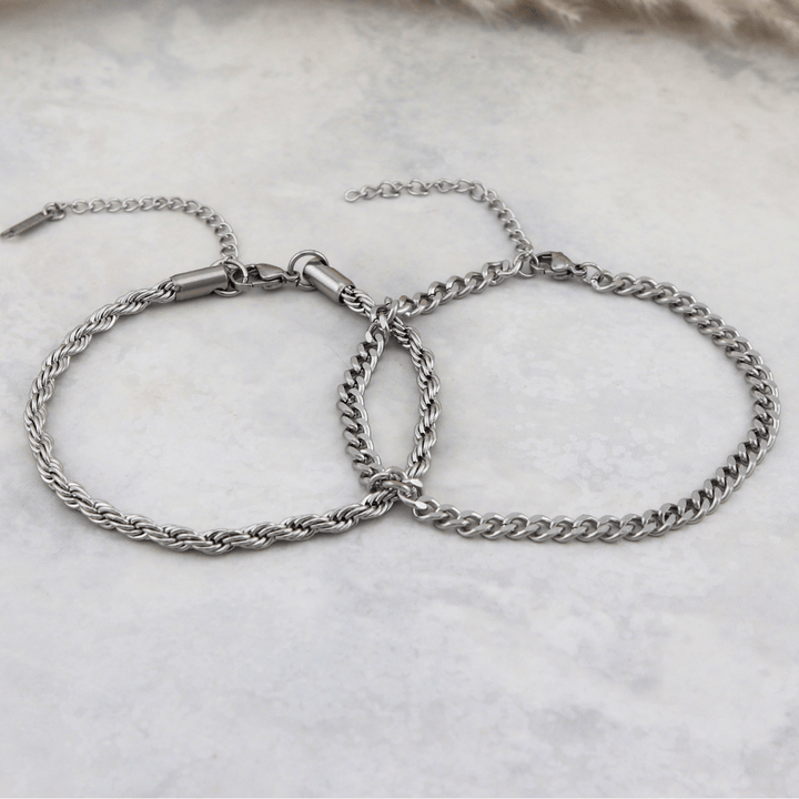 Mathieu Blanchard Bracelets Duo de bracelets Torsade & Gourmette en acier