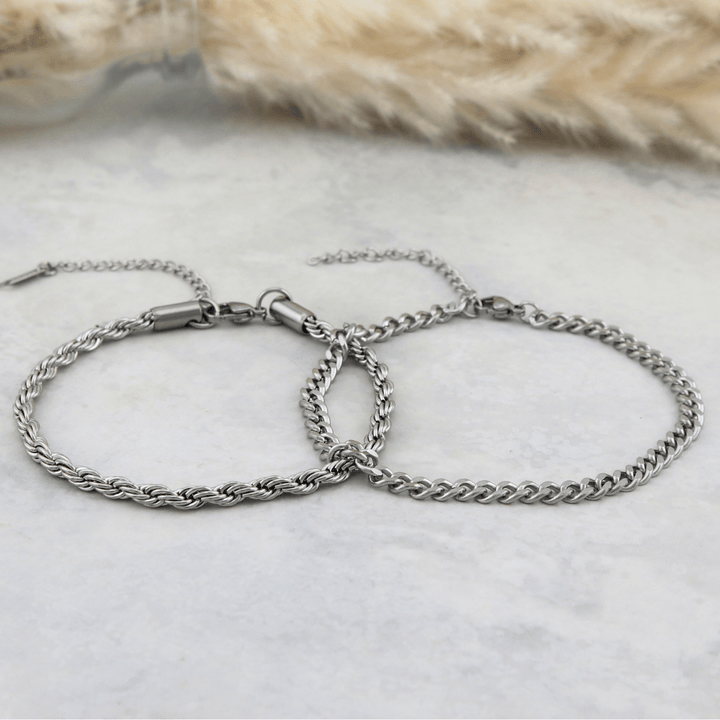 Mathieu Blanchard Bracelets Duo de bracelets Torsade & Gourmette en acier