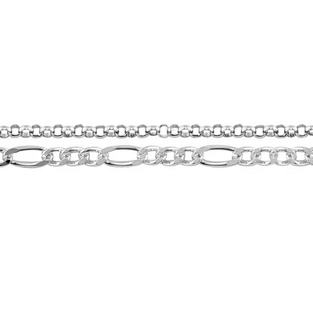 Mathieu Blanchard Bracelet de cheville Double figaro en argent sterling