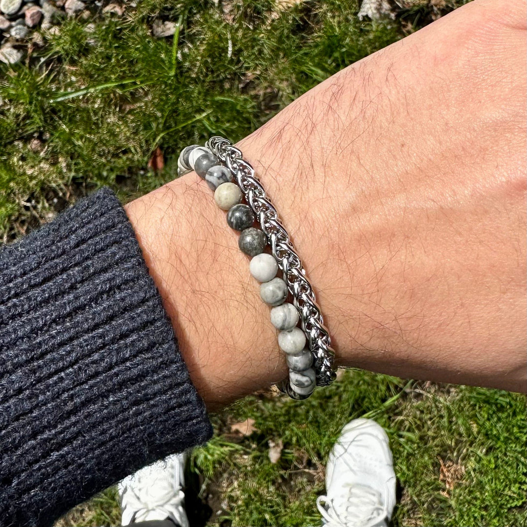 Mathieu Blanchard Bracelets Bracelet Stone en acier et jaspe