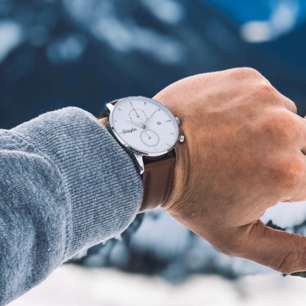Haydn Montres Montre chrono William en cuir tan