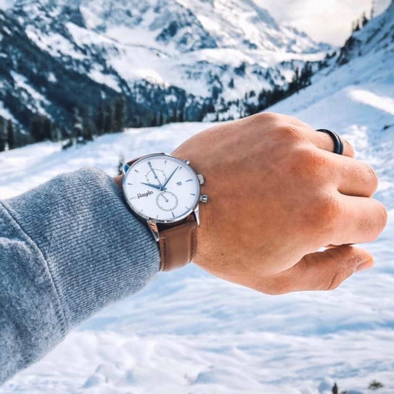 Haydn Montres Montre chrono William en cuir tan