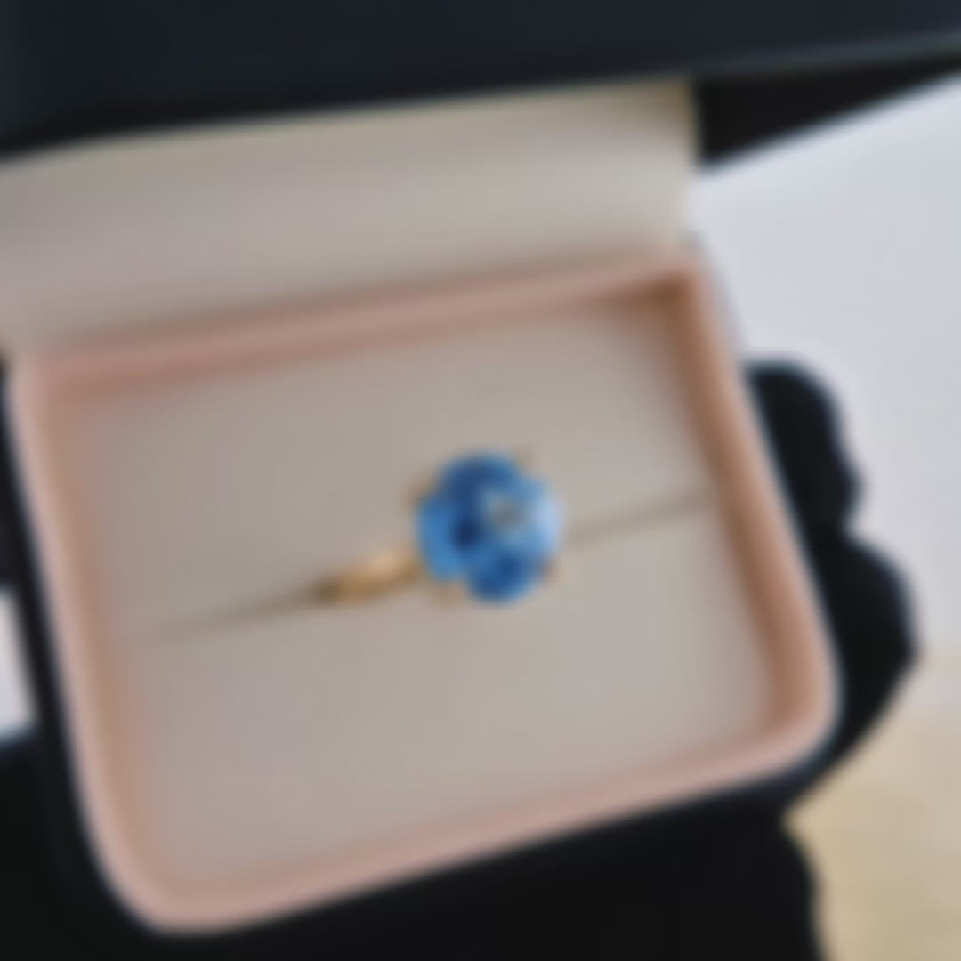 Bague Solitaire en or 14K - 18K ou platine et saphir