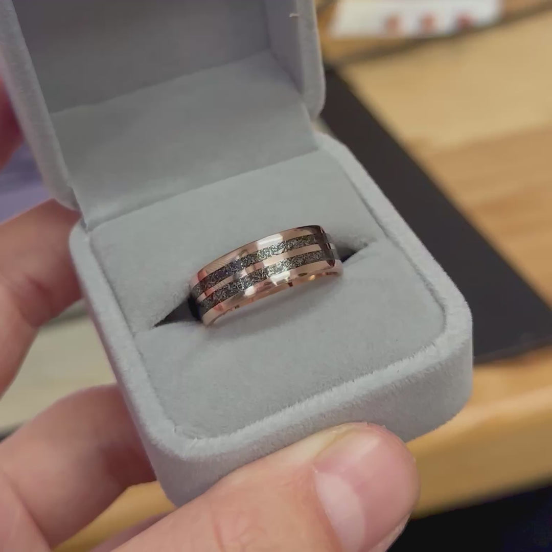 Meteorite Sterling Silver, 14K - 18K Gold Ring
