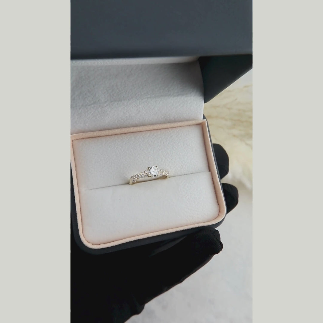 Bague solitaire Torsade en or 14K - 18K ou platine et diamant 0,5 ct