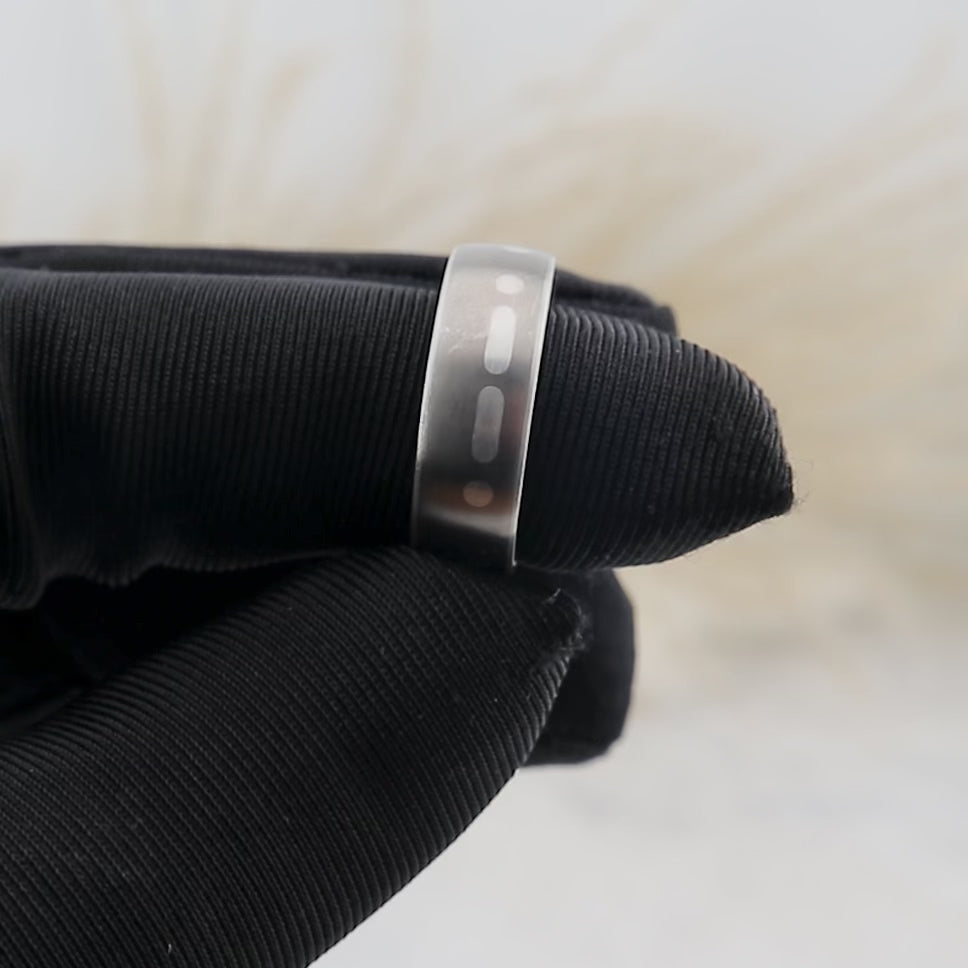 Bague Code Morse en argent et titane