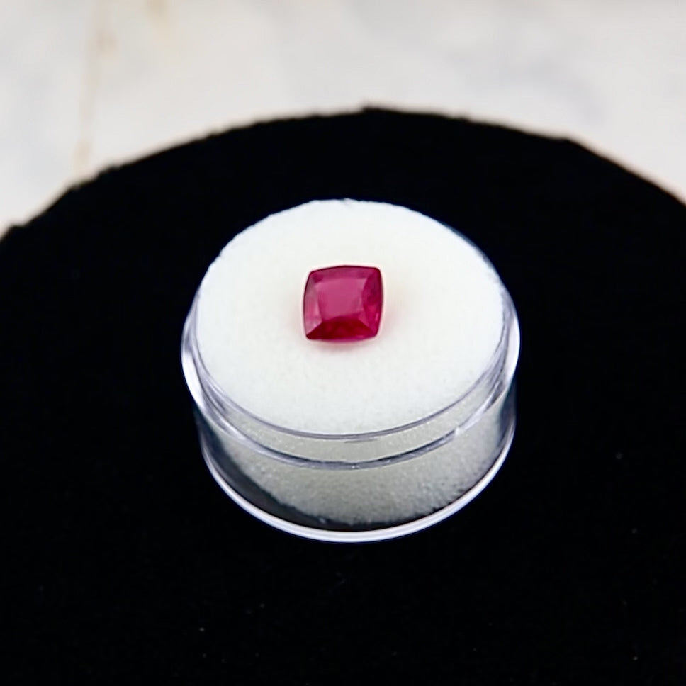 7x7 mm Cushion Faceted Madagascar Ruby