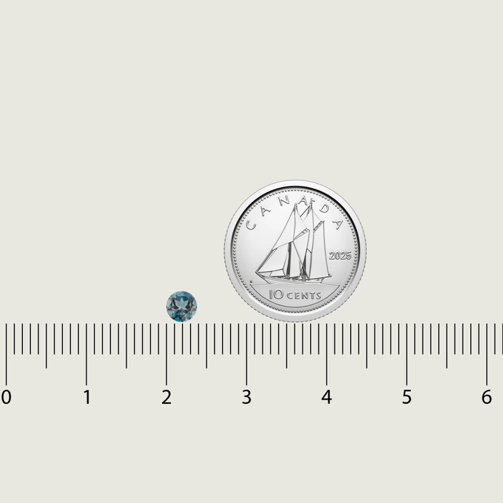 Mathieu Blanchard Topaze Naturel Bleu London Taille brillant rond 4 mm