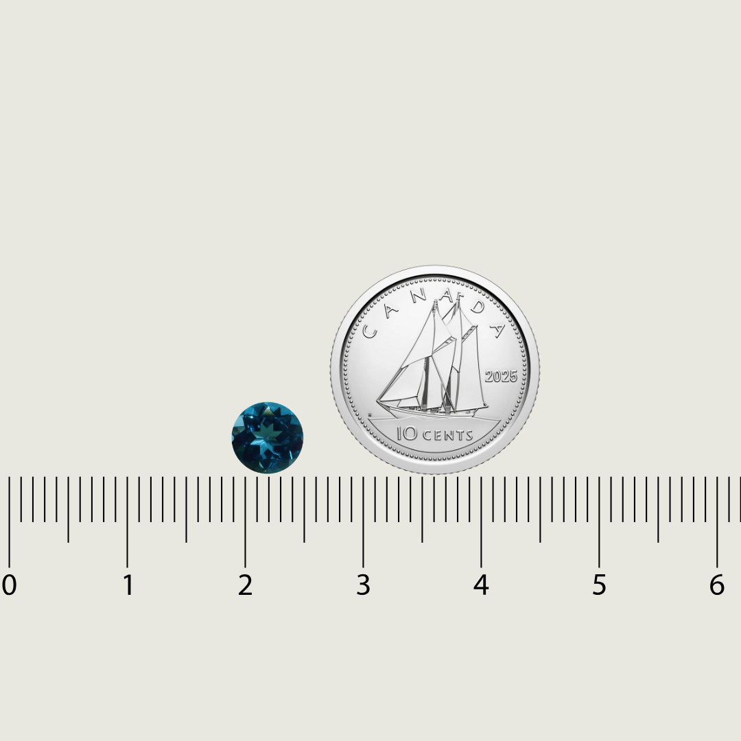 Mathieu Blanchard Topaze Naturel Bleu London Taille brillant rond 6 mm