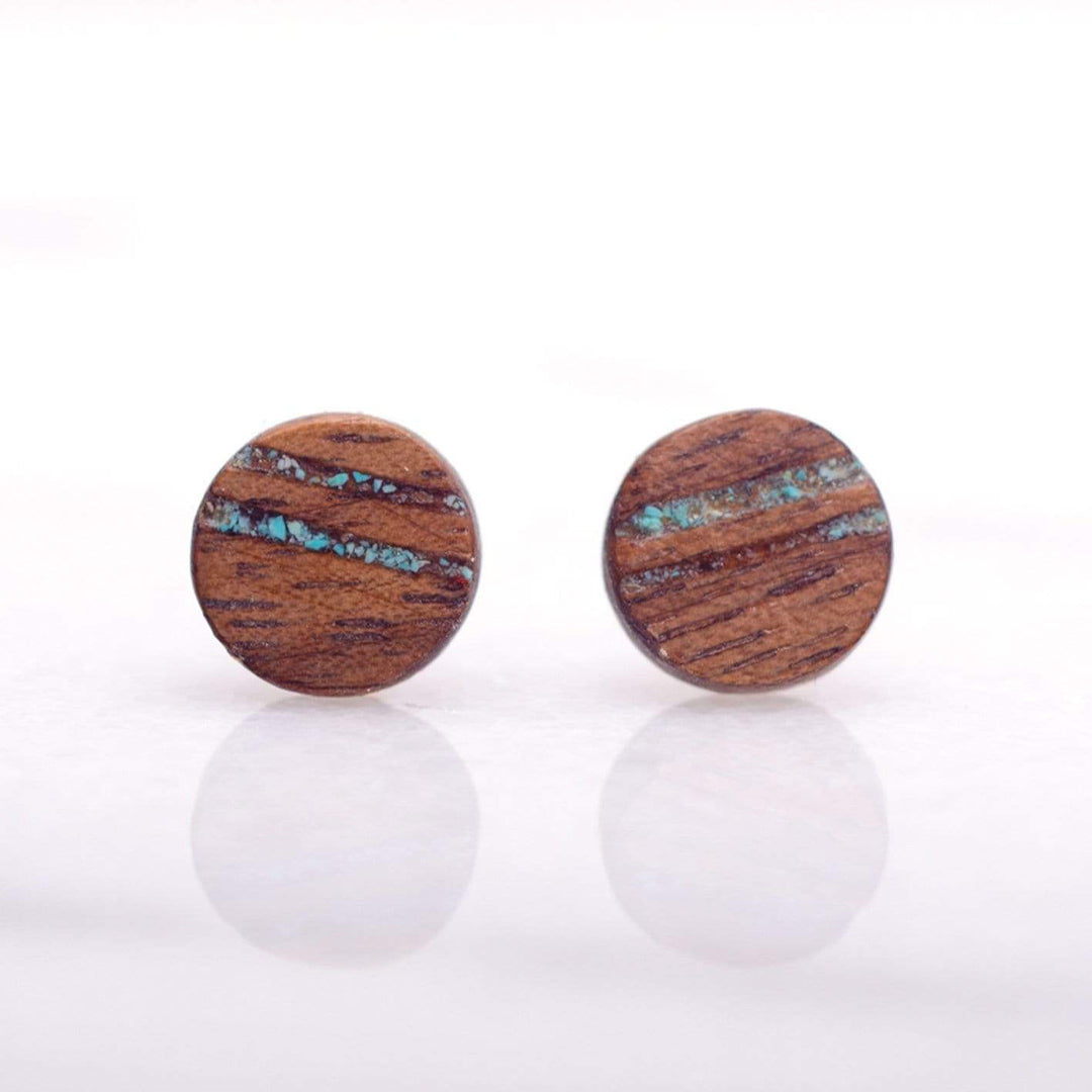 Atelier du bon bouleau Boucles d'oreilles en bois et turquoise personnalisée