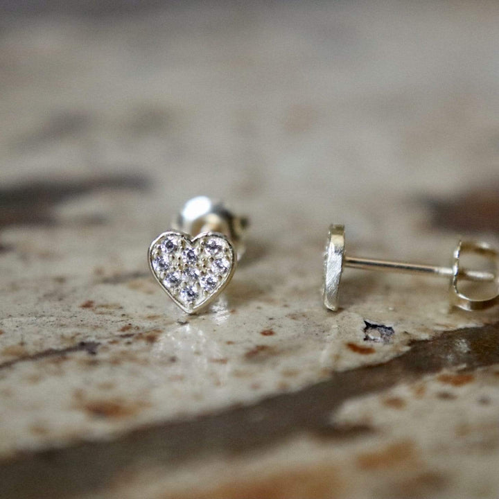 - Boucles d'oreilles Coeurs et cz sur or jaune ou blanc 10K