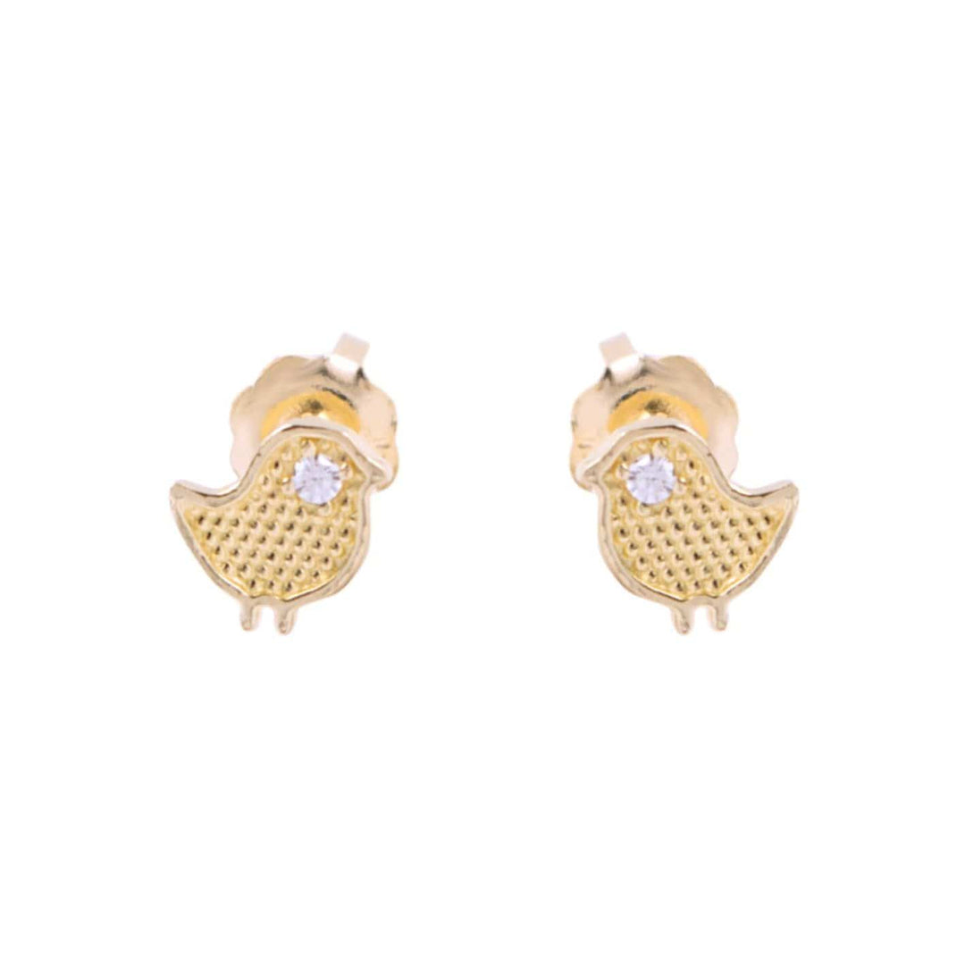 - Boucles d'oreilles Oiseaux/poussins et cz sur or 10K