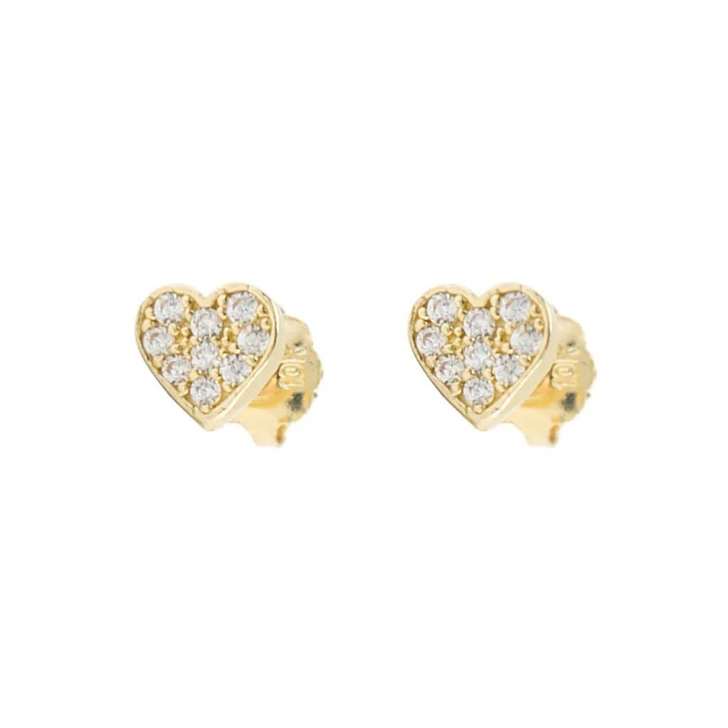 - Doré Boucles d'oreilles Coeurs et cz sur or jaune ou blanc 10K