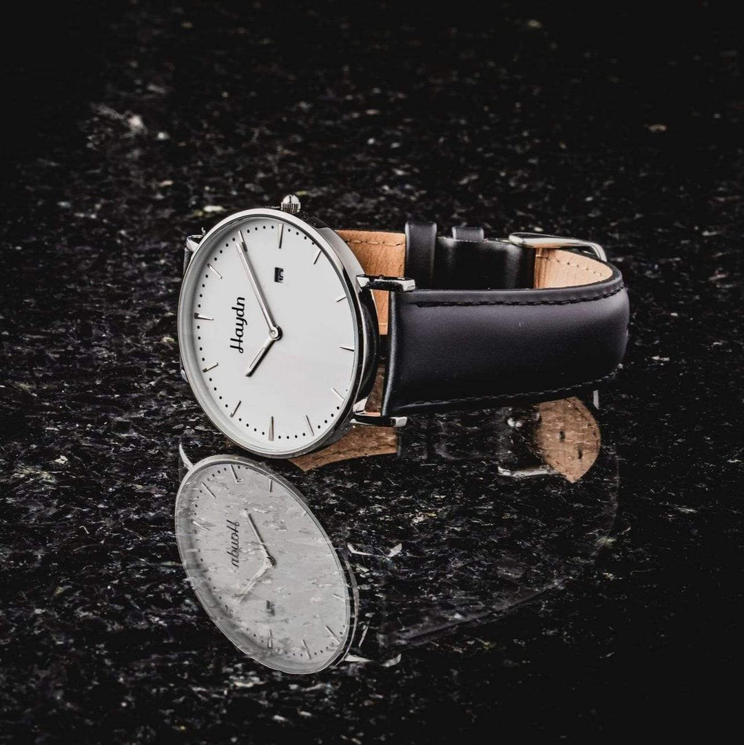 Haydn Cuir Montre Joseph en cuir noir